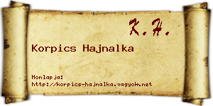Korpics Hajnalka névjegykártya